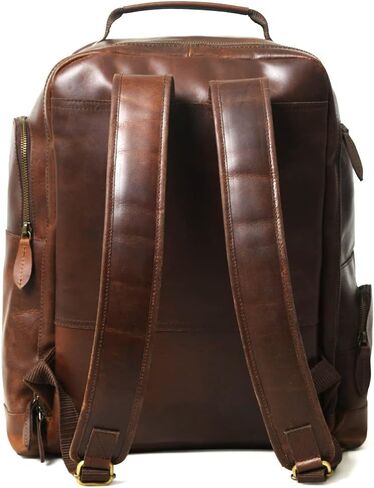 Gratlin Buffalo Leather Backpack for Men & Women | Multi Pockets Leather Laptop Backpack | Vintage Genuine Men's Brown Leather Backpacks Rucksack Knapsack for Travel Trekking Camping Business in Kuwait