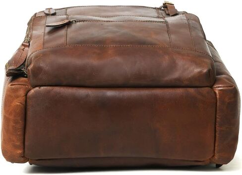Gratlin Buffalo Leather Backpack for Men & Women | Multi Pockets Leather Laptop Backpack | Vintage Genuine Men's Brown Leather Backpacks Rucksack Knapsack for Travel Trekking Camping Business in Kuwait