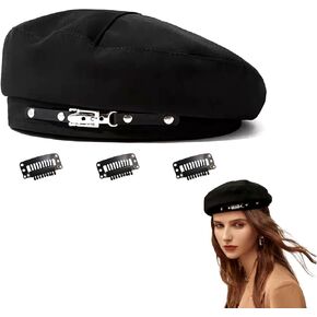 French Beret Hats for Women Painter's hat Metal Clasp Artist Beret Black Beret Cap for Womens Girls Lady in Kuwait
