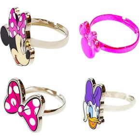Disney Jewelry: 4-Piece Adjustable Minnie Rings for Girls Disney Cute Rings for Toddlers with metal Charm Dress Up For Girls Perfect Minnie Birthday Gifts For Girls Kid Rings Disney Accessories Age 4+