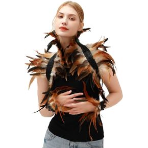 Gothic Elegance Dressing Up Suit-Black Lace Feather Shawl and Cuffs Set Halloween & Carnival Costume Accessory for Women
