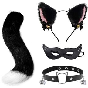 Cat Costume Accessories for Women, Choker, Cat Ears and Tail