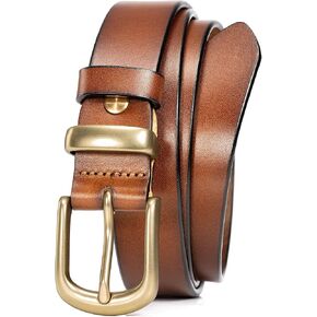 WOLFANT Womens Belts for Jeans,1.1" Fashion Ladies Belt with Gold Buckle,100% Italian Full Grain Real Solid Leather