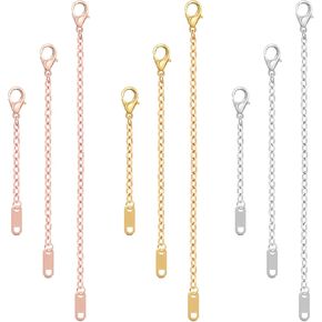 9 Pcs Necklace Extenders,Jewelry Extenders for Necklaces,Chain Extender,Stainless Steel Jewelry Chain Extenders for Necklace Bracelet Anklet (Gold/Silver/Rose Gold, 5/10/15cm)