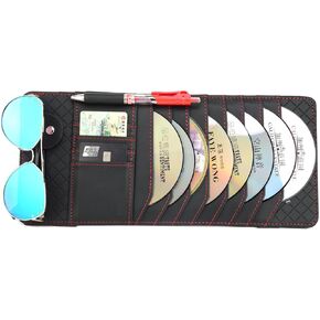 Car CD Holder Storage Case, Car/Truck/SUV Sun Visor Organizer with Free Napkins, Personal Belonging and Registration, Document, Ticket Storage Pouch + 14 Pocket CD