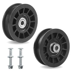 TonGass (2-Pack) Exact Replacement 3 1/2" Flat Idler Pulley (Black) - OEM Part Number 194327 & 532-194327 - Compatible with Ariens Craftsman Husqvarna and Poulan