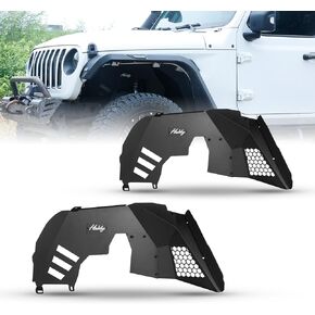 Front Inner Fender Liners for 2018 2019 2020 2021 2022 Jeep Wrangler JL JLU, Offroad Powder Coated Steel Left + Right 2PCS Fender Flares with Accessories