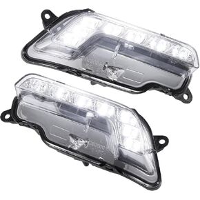 Motoforti LED Daytime Running Light, for Mercedes-Benz E350 2010-2016, Aluminum Plastic, 2128200756, Black Silver Tone, 2pcs