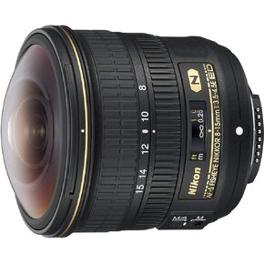 Nikon AF-S FISHEYE NIKKOR 8-15mm f/3.5-4.5E ED F/4.5-29 Fixed Zoom Camera Lens, Black
