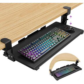 Snughome Height Adjustable Keyboard Tray Under Desk, Pull Out Keyboard & Mouse Tray with Sturdy C Clamp for L Shaped Table, 26.4''(30.9'' Including Clamps)×11.8'' Slide-Out Computer Keyboard Drawer in Kuwait