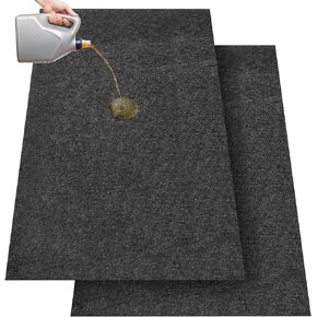 2 Pcs Garage Floor Mat 60 x 32 Inch Oil Spill Mat Waterproof Rubber Mat Rubber Backing Layer Garage Rug Oil Absorbent Pads Garage Carpet for Protects from Spills Drips Stains Splashes, Black