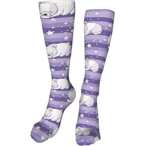 Bears Sleep Stars Compression Socks for Kids Boys Girls, Knee High Soccer Socks Long Tube Funny Gifts for Running Sports Travel 19.8in