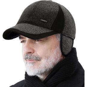 RRiody Winter Baseball Cap for Men, Adjustable Warm Outdoor Sport Golf Cap Hats Dad Caps Earflaps Thicken 55-60CM