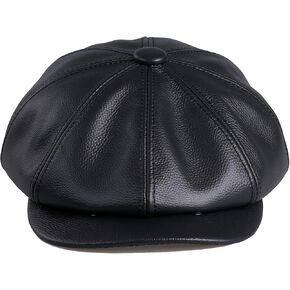 Men's Newsboy Flat Cap 100% Genuine Cowhide Leather Gatsby Ivy Golf Cabbie Hat