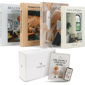 4 Decorative Books for Home Decor with Hardcovers for Aesthetic Decoration as Coffee Table Books - Each Faux Book in This Set Features Blank Pages and Modern Design - Large Books with Ebook Included