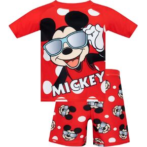 Disney Swimsuit 2 Piece | Mickey Mouse Swim Trunks and Rash Guard | Two Piece Swimsuit for Boys