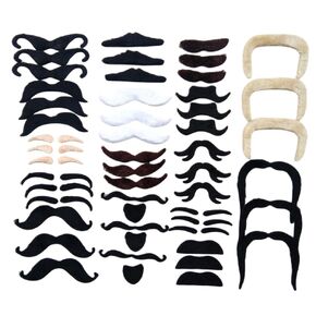 Fake Moustache 48 Pcs Fake Beard Stick on Moustache Self Adhesive Realistic Moustaches Kit for Birthday Party Novelty Fancy Mexican Performance Costume Decorations Masquerade Photo Props