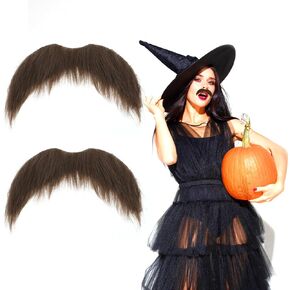 2Pcs Fake Mustaches,Realistic Mustache,Fake Facial Hair for Cosplay Costumes and Halloween Parties (Brown)