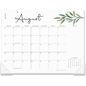 Cabbrix Desk Calendar 2024-2025 Academic Desktop Calendar Runs From July 2024 to June 2025, Desk Pad Planning Calendar for Home School and Office (Greenery)