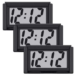 Car Dashboard Digital Clock - with Jumbo LCD Time & Day Display - Mini Automotive Stick On Watch for Car Truck Dashboard & Air Vent (White-3)
