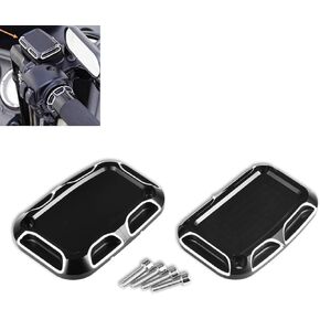 KATUR Motorcycle Brake Master Clutch Cylinder Covers Black CNC Left and right Front Brake Reservoir Cylinder Cover Compatible with Harley FLH FLHX FLHX Road King 2008-2017 Electra Glide Street
