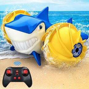 Toys for 5-12 Year Old Boys Amphibious RC Car for Kids 2.4 GHz Remote Control Boat Waterproof RC Monster Truck Stunt Car 4WD Remote Control Vehicle Boys Girls Gifts All Terrain Water Beach Pool Toy
