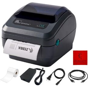 GK420D Zebra Direct Thermal Label Printer Bundle - 1 Year Warranty - with 24V AC Adapter, 4x6 Label Roll, USB 2.0 Cable & Microfiber Cleaning Cloth- Ethernet Connectivity (Renewed)