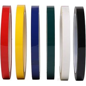 6 Rolls Graphic Art Thin Tape Self-Adhesive Artist Tape Grid Marking Tapes Whiteboard Gridding Tape Dry Erase Tape 72 Yard Per Roll (Multicolor, Width：3mm)