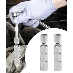 Spark Plug Socket Set,14mm&16mm Thin Walled Spark Plug Socket,Car Accessories Universal Joint 3/8-Inch Drive 12 Point Magnetic Swivel Socket Removal Tool,Compatible with Motorcycle,Car,SUV