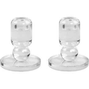 Crystal Taper Candle Holder Honeycomb Designed Hand Cut Crystal Candlesticks Wedding Banquet Decorations for Dinner W3.5xH4 Inches Pack of 2, Comes with Gifed Box