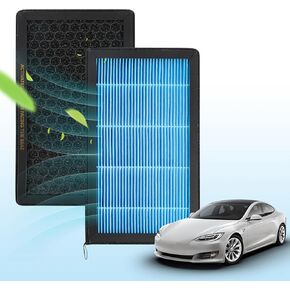Cabin Air Filter for Tesla Model Y Model 3 2016-2024 Upgraded Version, 2 Pack with Activated Carbon Tesla Air Filter, HEPA Air Filter Replacement Accessories Compatible with Model 3 air filter