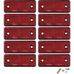 10 Pack Red Screw on Rectangular Reflectors, E11 Approval Road Safety Gate Posts Rear Reflectors for Trailer Caravan Truck Tractor Boat Lorry Motorcycle Fence Gate Post