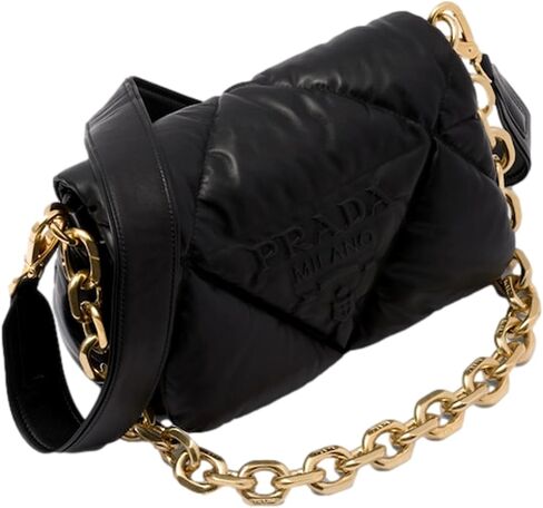 حقيبة كتف برادا نسائية من جلد النابا الناعم باللون الأسود 1BD315 in Kuwait