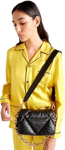 حقيبة كتف برادا نسائية من جلد النابا الناعم باللون الأسود 1BD315 in Kuwait