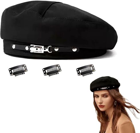 French Beret Hats for Women Painter's hat Metal Clasp Artist Beret Black Beret Cap for Womens Girls Lady in Kuwait