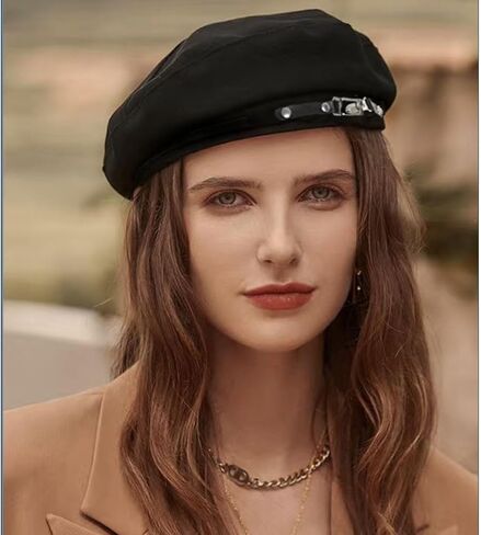 French Beret Hats for Women Painter's hat Metal Clasp Artist Beret Black Beret Cap for Womens Girls Lady in Kuwait