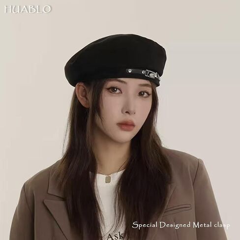 French Beret Hats for Women Painter's hat Metal Clasp Artist Beret Black Beret Cap for Womens Girls Lady in Kuwait