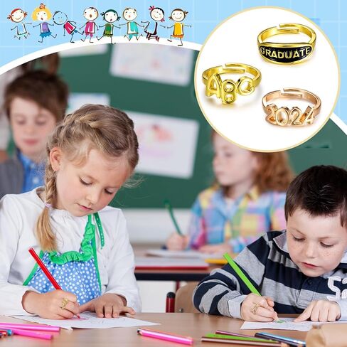 24 قطعة من حلقات التخرج لمرحلة ما قبل المدرسة من رياض الأطفال فئة 2024 حلقات نحاسية هدايا للأطفال الطلاب لوازم الحفلات المفضلة للديكور in Kuwait