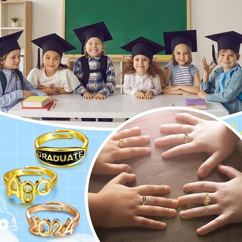 24 قطعة من حلقات التخرج لمرحلة ما قبل المدرسة من رياض الأطفال فئة 2024 حلقات نحاسية هدايا للأطفال الطلاب لوازم الحفلات المفضلة للديكور in Kuwait