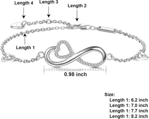 EVERU Infinity Bracelets for Women 925 Sterling Silver Bracelets Adjustable Birthday Anniversary Christmas Gifts for girlfriend Women Wife in Saudi Arabia