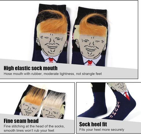 2 Pairs Donald Trump Socks, 2024 Trump Funny Socks with Hair Trump Novelty Socks with Combs President 2024 Socks Funny Gift for Men and Women in Saudi Arabia