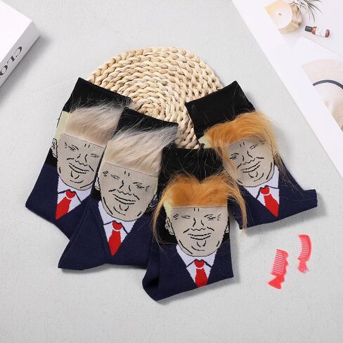 2 Pairs Donald Trump Socks, 2024 Trump Funny Socks with Hair Trump Novelty Socks with Combs President 2024 Socks Funny Gift for Men and Women in Saudi Arabia