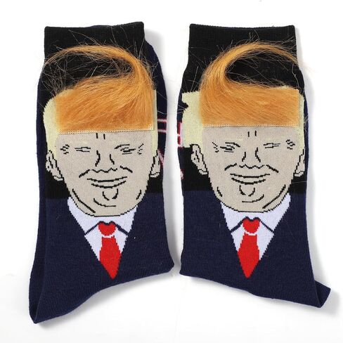 2 Pairs Donald Trump Socks, 2024 Trump Funny Socks with Hair Trump Novelty Socks with Combs President 2024 Socks Funny Gift for Men and Women in Saudi Arabia