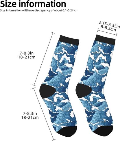 Blue Waves Crew Novelty Socks Casual Funny Crazy Athletic Dress Socks Unisex in Saudi Arabia