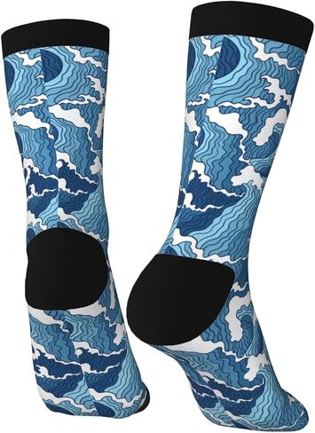 Blue Waves Crew Novelty Socks Casual Funny Crazy Athletic Dress Socks Unisex in Saudi Arabia