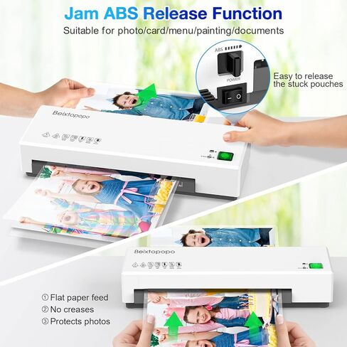 Laminator, 9" Thermal Laminator Machine for A4, A5, A6, Hot & Cold Laminating Machine with 20 Pouches, Paper Trimmer, Corner Rounder, Hole Puncher, Iron Ring, White in Kuwait