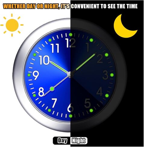 2PCS Car Mini Clock, Car Luminous Clock with Adhesive, Car Air Vent Clip Quartz Clocks, Car Dashboard Clocks, Universal Car Watch Accessories for Home Boat Truck SUV Car (Black+Blue) in Kuwait