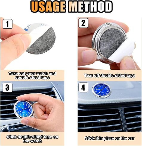2PCS Car Mini Clock, Car Luminous Clock with Adhesive, Car Air Vent Clip Quartz Clocks, Car Dashboard Clocks, Universal Car Watch Accessories for Home Boat Truck SUV Car (Black+Blue) in Kuwait
