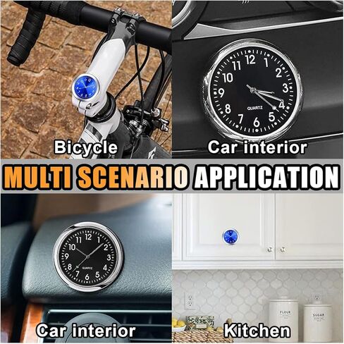 2PCS Car Mini Clock, Car Luminous Clock with Adhesive, Car Air Vent Clip Quartz Clocks, Car Dashboard Clocks, Universal Car Watch Accessories for Home Boat Truck SUV Car (Black+Blue) in Kuwait