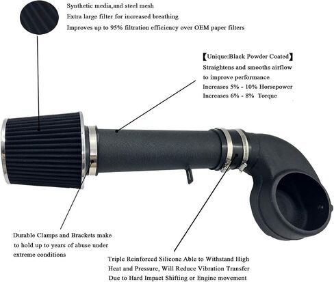 Cold Air Intake Kit with Filter 1988-1995 Fit for Chevrolet GMC C/K/R/V C1500 C2500 C3500 K1500 K2500 K3500 for Suburban 1500 2500 Engine 4.3L V6 5.0L 5.7L V8 (Black Tube & Red Filter) in Saudi Arabia